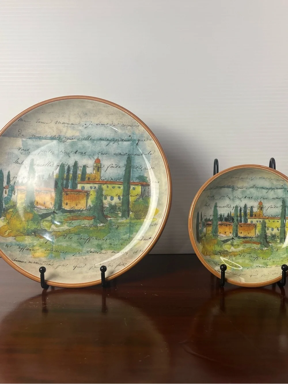 Paysage Salad/Dessert Plate With Dipping Bowl By artist Marc Lacaze